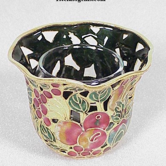 FINAL SALE PRICE NYCO International Cut-Out Cloisonne Candle Holder - Picture 1 of 2